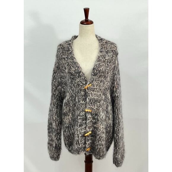 MAIAMI Basic Sz M/L Mohair Blend Toggle Cardigan Sweater Handmade - Picture 9 of 10